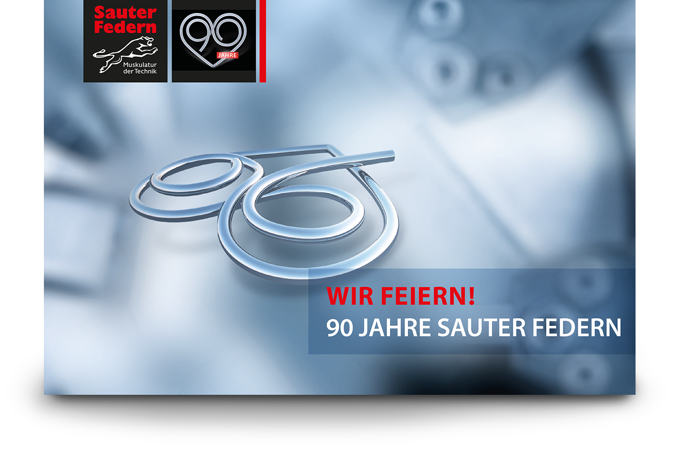 Sauter Ferdern: Wir feiern! Titelseite mit gebogenem Herz-Neuzig-Drahrbiegeteil