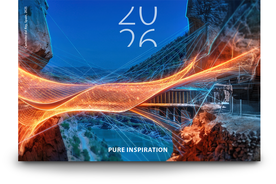 Brückenmotiv mit Neon